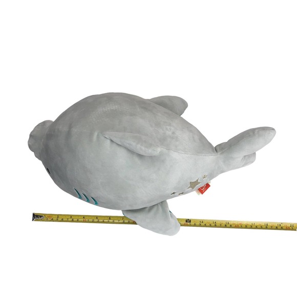 Saylor Shark Plush Gray Teal Stars Stuffed Animal B Toys By Battat Plushie Lovey - Picture 7 of 7